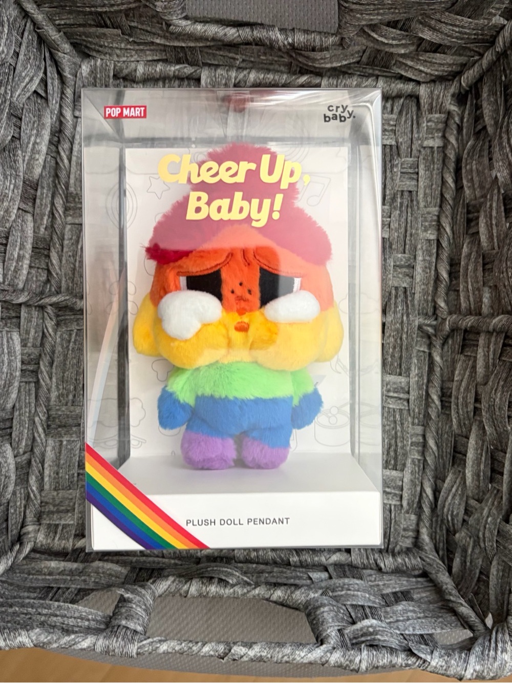 POP MART Cheer Up Baby! Cry Baby Rainbow Plush Doll Pendant